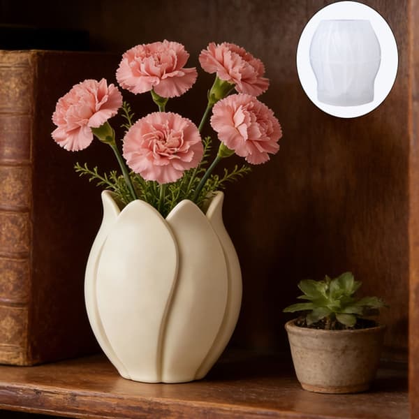 3D Blomsterformede Silikonformer For Å Lage Lysestaker, Vaser Og Dekorative Blomsterpotter