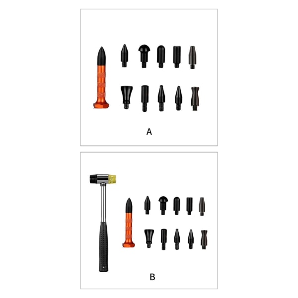 Lackless Dent Repair Tool Tapper Hammer Slide Bar med 9 Tap Down-verktyg för restaurering av fordonsmotorcykelapparater null - A 
