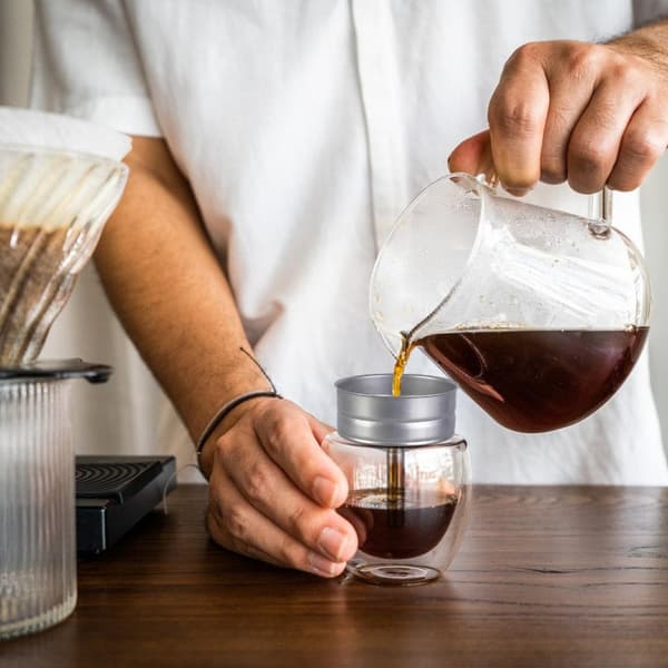 Kaffetragt i rustfrit stål til kander, 6 kops kapacitet, holdbar og rustfri