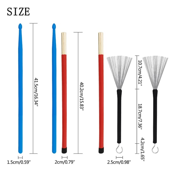 Tromme Wire Brush Trommebørste+Nylon Trommestikke+Bundle Stick+Oppbevaringsveske Sett