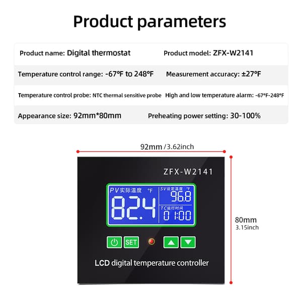 Digital Programmerbar Varme Køle Termostat Kontrolmodul