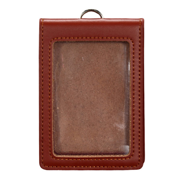 Læder ID'er Badge Holder Arbejdskort Sleeve Clear Window Card Protector Pouch Red brown