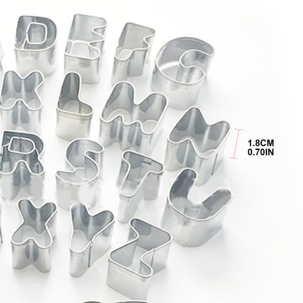37 st Bakverksverktyg Pressbara 3D rostfritt stål Press Bakredskap Livsmedelsklass Nummerbokstav Non-stick Köksbakning Silver