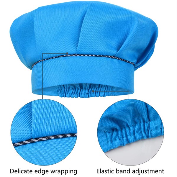 Barn Pojkar Flickor Kock Outfits Enfärgad Musroom Hat Förkläde Uniform för matlagning Blue