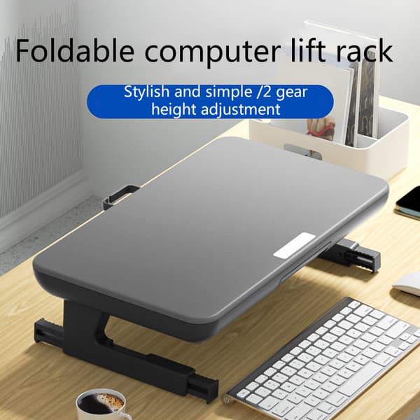 Sort Ergonomisk Skærmholder til Skrivebord med Platform til Bærbar Computer