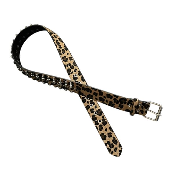 Gotiske spænder dekoreret justerbar sort leopardprint til kvindebukser