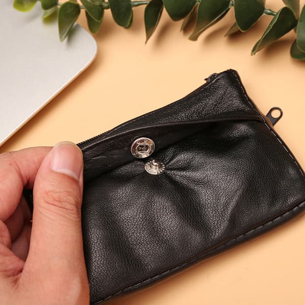 Dammode myntväska Läderväxlingsplånbokspåse med organizer L