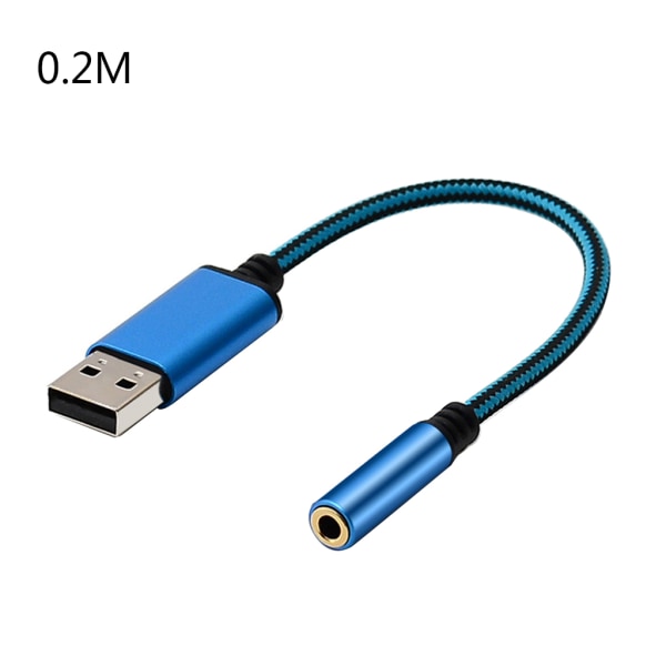 2 i 1 USB till 3,5 mm hörlurskabeladapter USB hane till 3,5 AUX ljud honkontakt för Apple for Beats hörlursadapter Blue 20cm