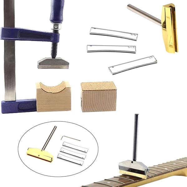 Gitarrbas Greppbräda Bandpress Caul & Radian Bandinsats Luthierverktyg