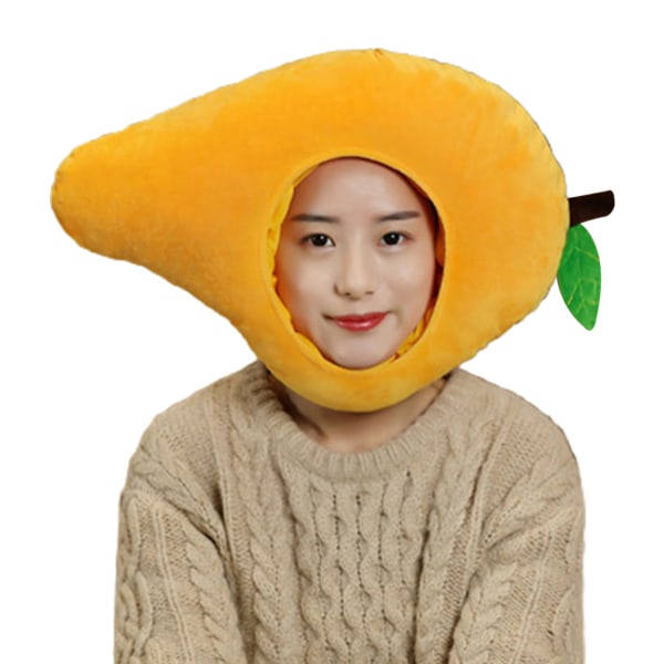 til kreative mangoer Shape Plys Hat Funny Frugt Fyldt Legetøj Hovedbeklædning Varm øreklap Cap Performance Cosplay Festrekvisitter