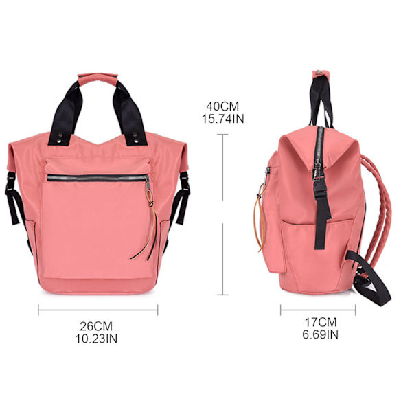 Casual Nylon Ryggsäck Dam Larege Kapacitet Resebok Väskor för tonårsflickor Studenter Satchel Handväska Daypack Axelväska Black