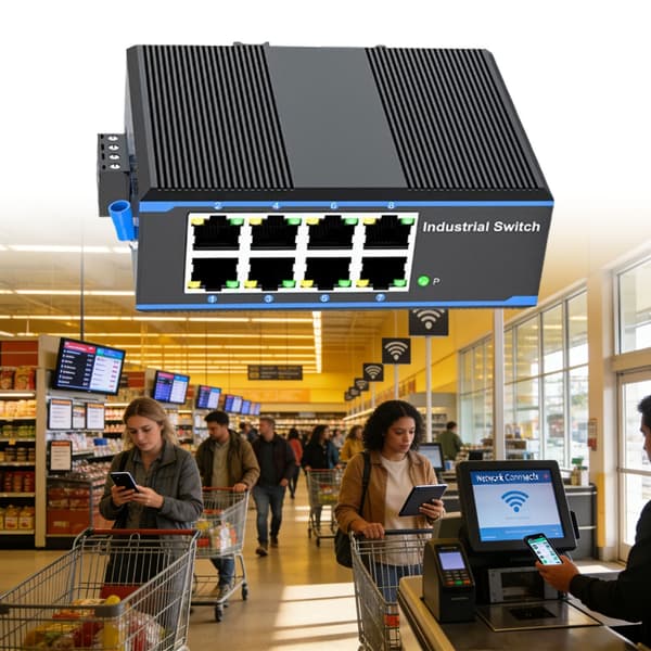 Netværks Ethernet Switch DIN-skinne monteret Plug and Play installation