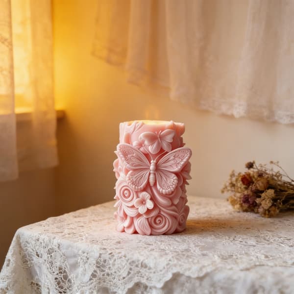 Sommerfugleblomst Cylindrisk Silikoneform Til Fremstilling Af Stearinlys Sæbe Chokolade