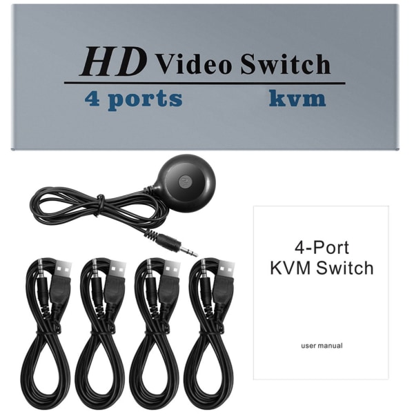 Switcher 4K Cable Creation 4 Ports Video Switcher Splitter Hub Stöd 3D 1080P Hub med knappswitch för hem