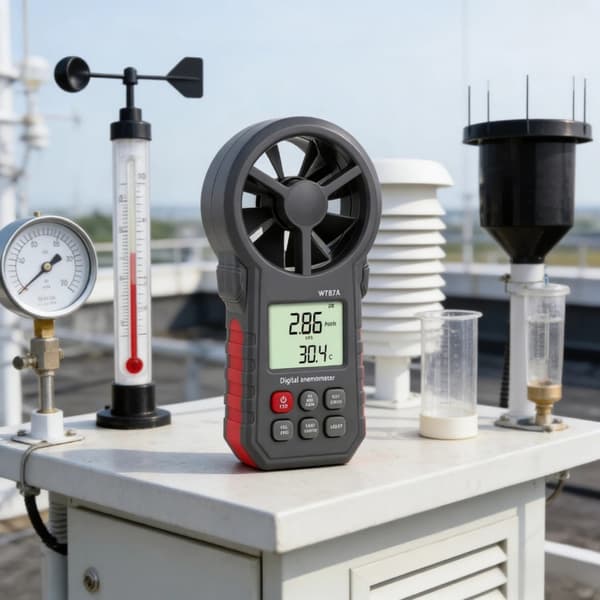 Multifunktionsanemometer för vindhastighets- och temperaturmätning, bärbart