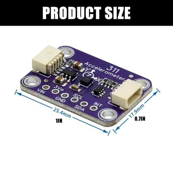 MSA311 I2C akselerometerkort med etikettpute for Maker Electronics
