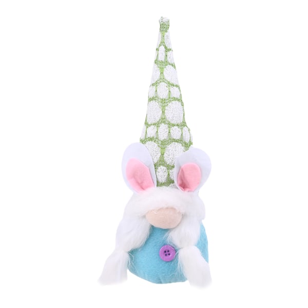 Påskhare Gnome Handgjord kaninplysch för dockornamenter Vårbarn Påsk G Green cap