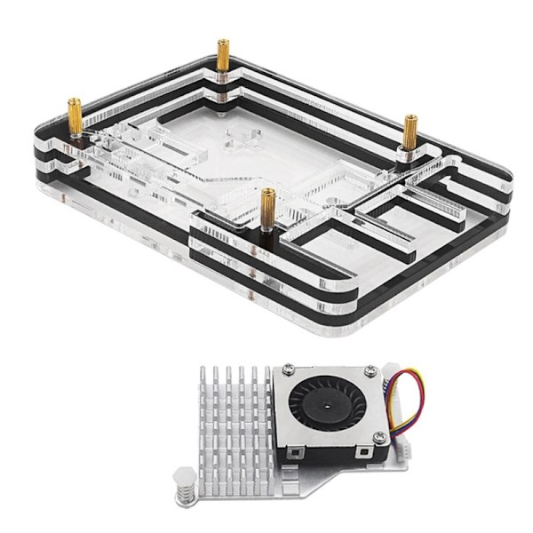 Transparent case och aktiv ventilationsfläkt för RPI 5-kort