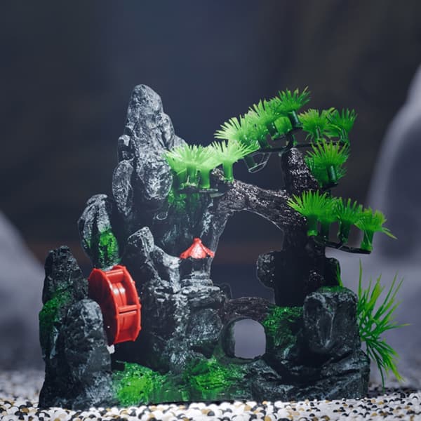 Akvarier Landskab Kunstig Græs Plante Stenstatue til Akvarium