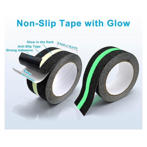 Kraftig sklisikker tape med selvlysende striper, gripetape for trapper