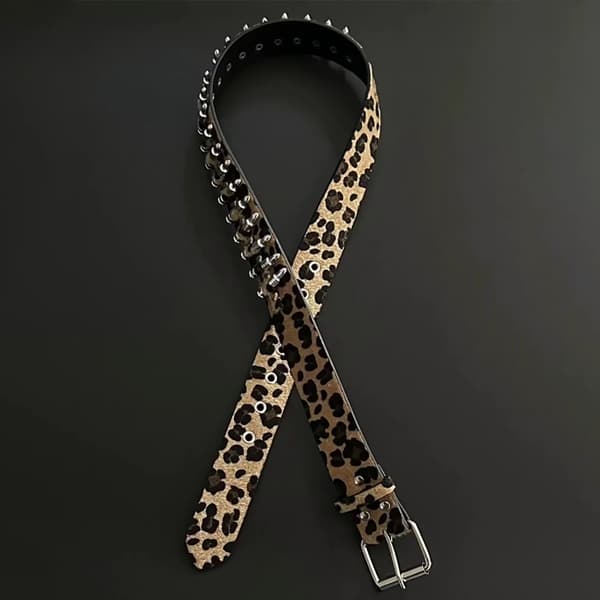 Gotiske spænder dekoreret justerbar sort leopardprint til kvindebukser