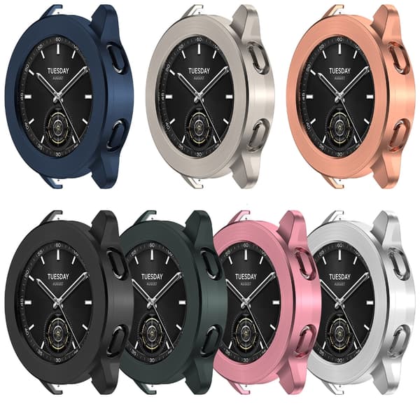 PC- case för Watch S 3 Screen Protector Frame Bumper Cover Case Rose Gold