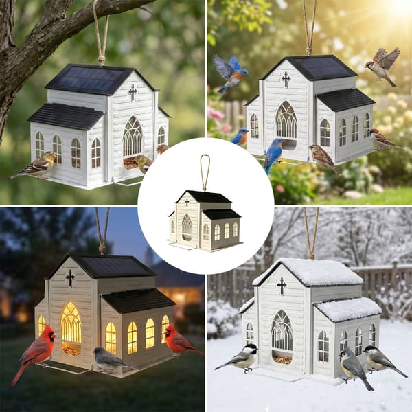 Soldrevet Katedral Fuglefoder Automatisk Lys Til natfodring