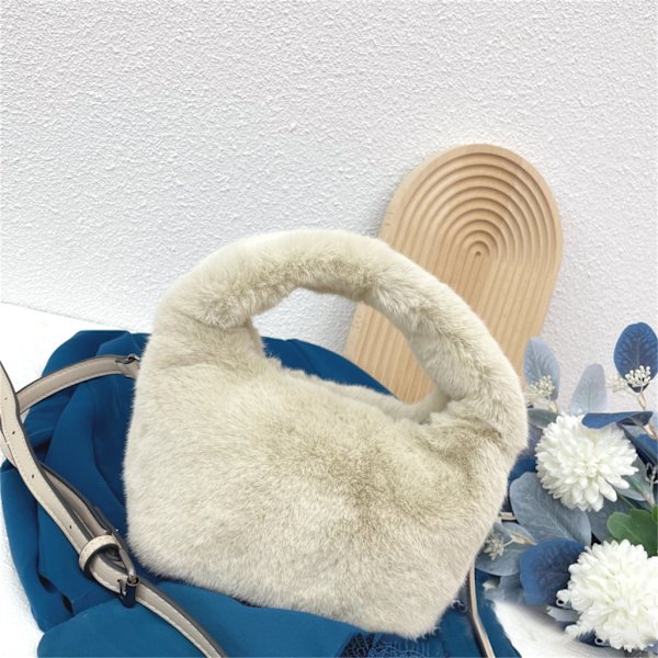 Dame plys håndtaske All-matching skuldertaske Fuzzy Messenger Bag Dating Bag Apricot