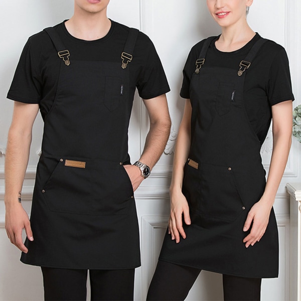 Arbetsförkläde med fickor för män Kvinnor Kock Servitörer Artister Justerbara Förkläden Restaurang Frisör Blomkonstnär