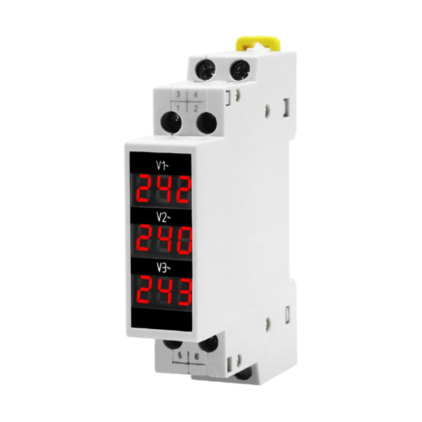 Mini Modular- Voltmeter Mätare Trefas Spänningsmätare Monitor- AC80V-500V Din Rail Mount LED Digital Display Detektor-