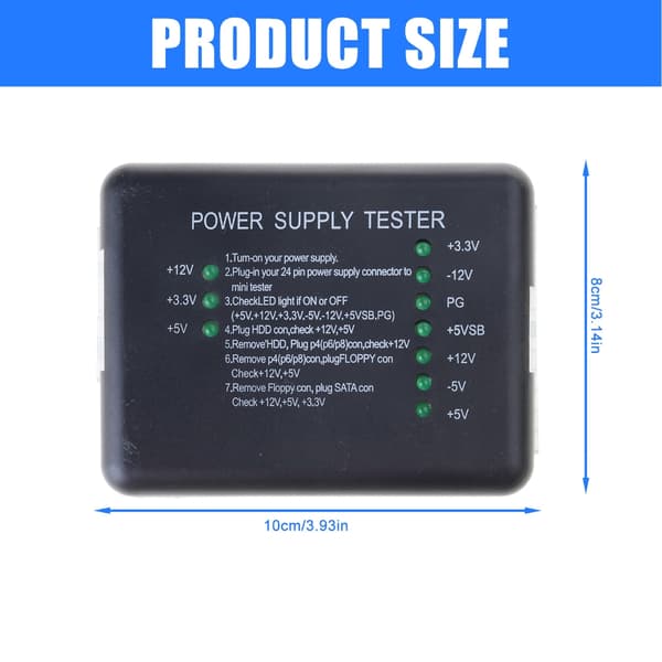 Datamaskin PC Strømforsyning Tester LED 20/24 Pin for HDD Tester