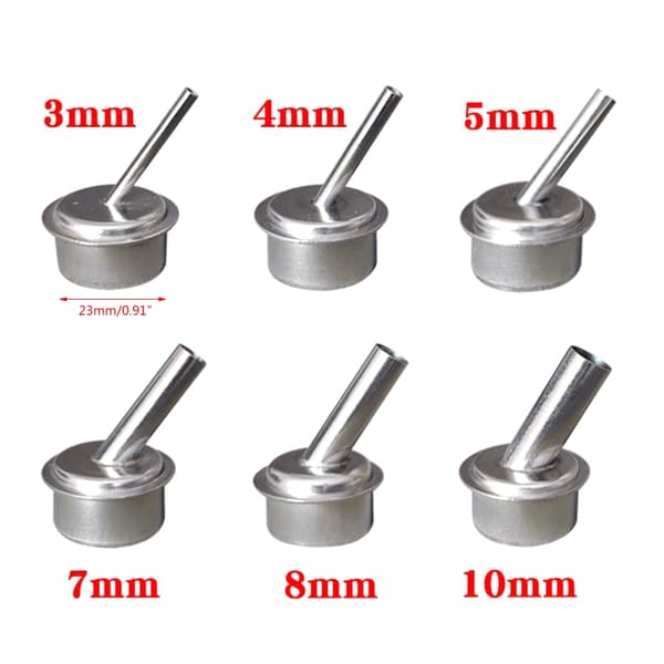6 stk. erstatningsluftdyser for Quick 861DW/861X varmluftspistol - 45° bøy