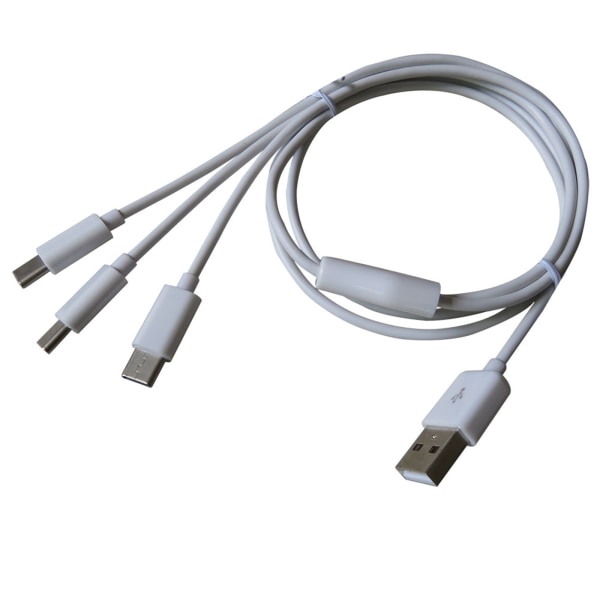 Multi 3 i 1 USB C Lång laddarkabel Laddningssladd Flera portar Lång laddningskabel Typ C-kontakt för mobiltelefoner