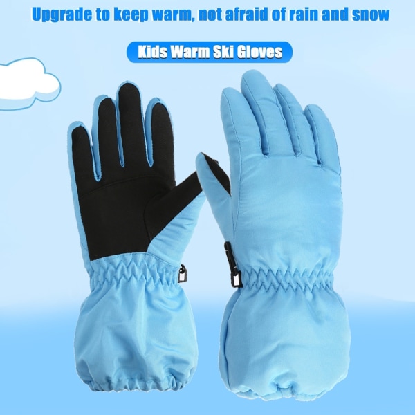 1 par helfinger snövantar Vattentäta barnhandskar Vindtäta skidvantar Förlängda manschettdesignhandskar för barn Royal Blue