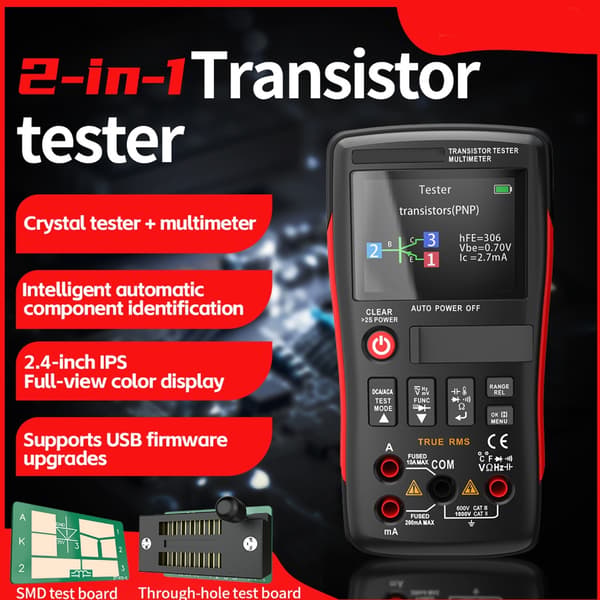 Digitalt multimeter til test af spænding, strøm og kondensatorer