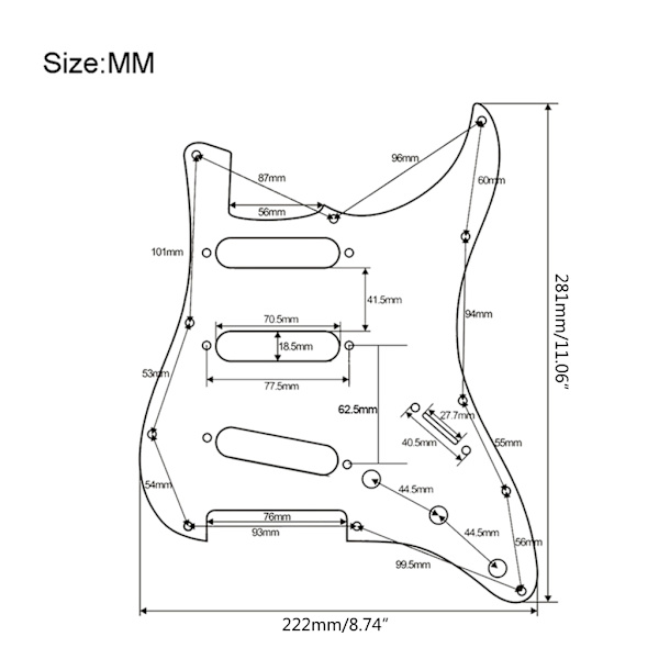 Gitarr Scratch Plate Pick Guards för US/Mexico Made Modern Style Gitarrdelar Black