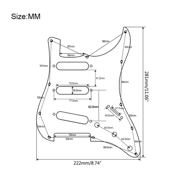 Guitar Scratch Plate Pick Guards til US/Mexico Made Modern Style Guitar Dele White