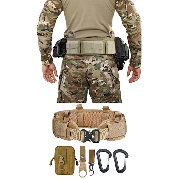 Monikäyttöinen ulkoiluvö, vaellushö, kestävä retkeilyvyö, vyötärösuoja Khaki six piece set