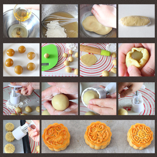 Mid-Autumn Moon Cake Form Hand Pressure Mooncake Baking Tools Cookie Stämplar