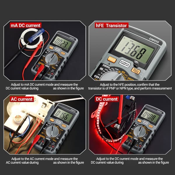 Multimetertestare Handhållen Digital Multimeter Ohm Spänningsmätare