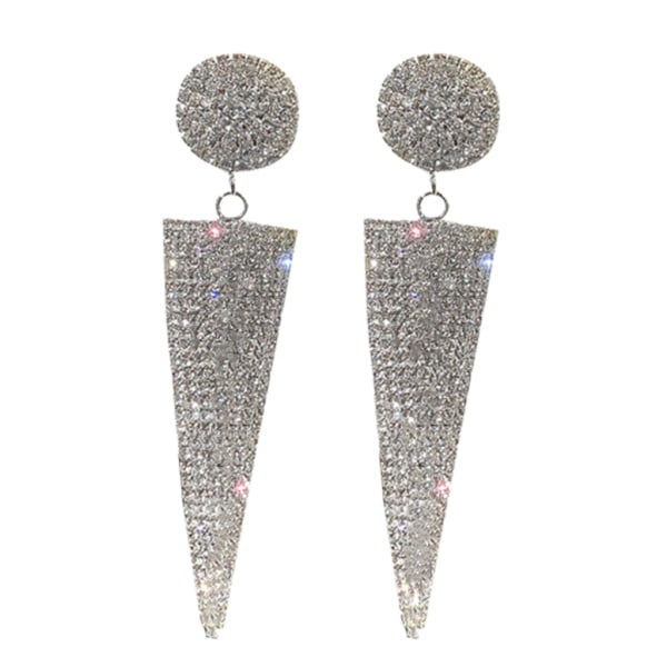 Trendiga Shinning Örhänge Kvinnor Klassisk för triangelform Stud Fashion Örhängen Silver