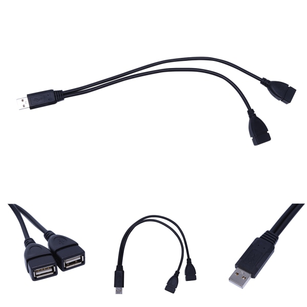 USB 2.0 Typ A Splitter, USB Y-kabel En hane till dubbel honnav Power Data Sync Laddningsförlängningsadapter
