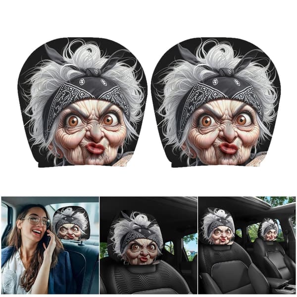 Tecknad Mormor Design Bil Nackkudde Mjuka Polyester Nackstödsskydd 1 Par