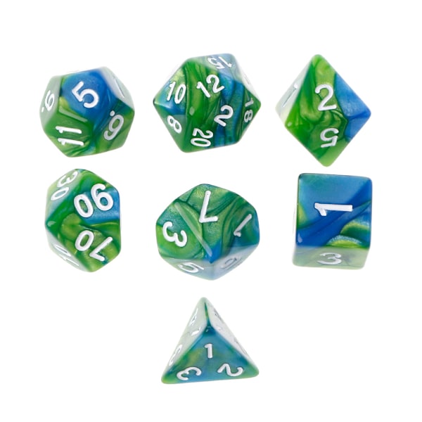 7 stk/sett akryl polyhedral terning for TRPG brettspill D4-D20 6