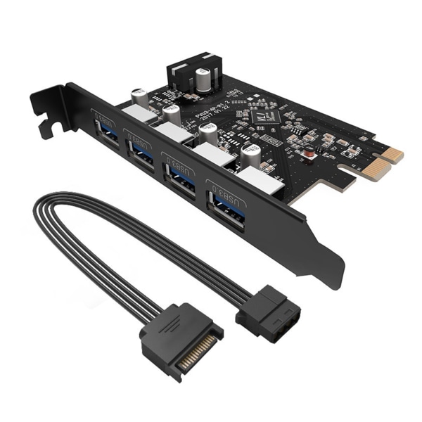 Lavt strømforbrug 4-ports USB3.0 PCI-E-udvidelseskort Usb3.0-hastighed Op til 5 Gbps Hurtig udvidelse af 4 Usb3.0-grænseflader