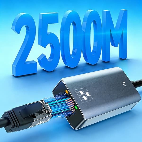 2.5G Type C/USB til RJ45 Gigabit Ethernet-adapter med ledning til netværkskonvertering