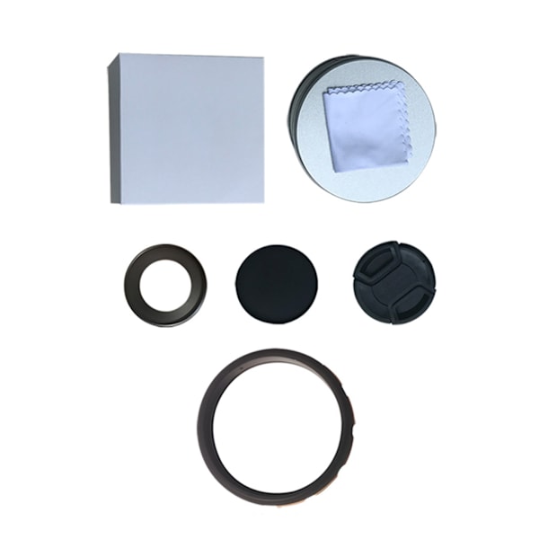 52 mm adapterringsæt med skruemontering med makroobjektiv & frontlinsedæksel & bagerste objektivdæksel, sort