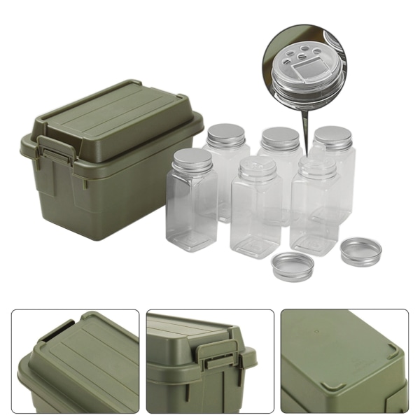 Suola- ja pippuripurkit-purkit Mausteet Mausteet Säilytyslaatikkosetti Army Green