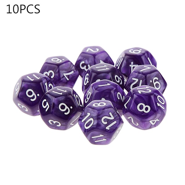 10 kappaleen setti D12 monitahoisia noppaa 12-sivuisia noppaa perhejuhla RPG-lautapeli Acces Purple