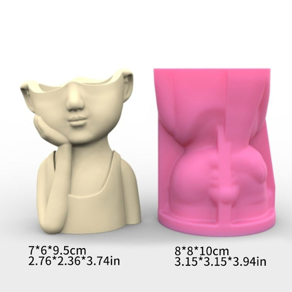 Söt pojke Ljus Silikon Form Tecknad Blomkrukor Form Ljus Bricka Form Inredning